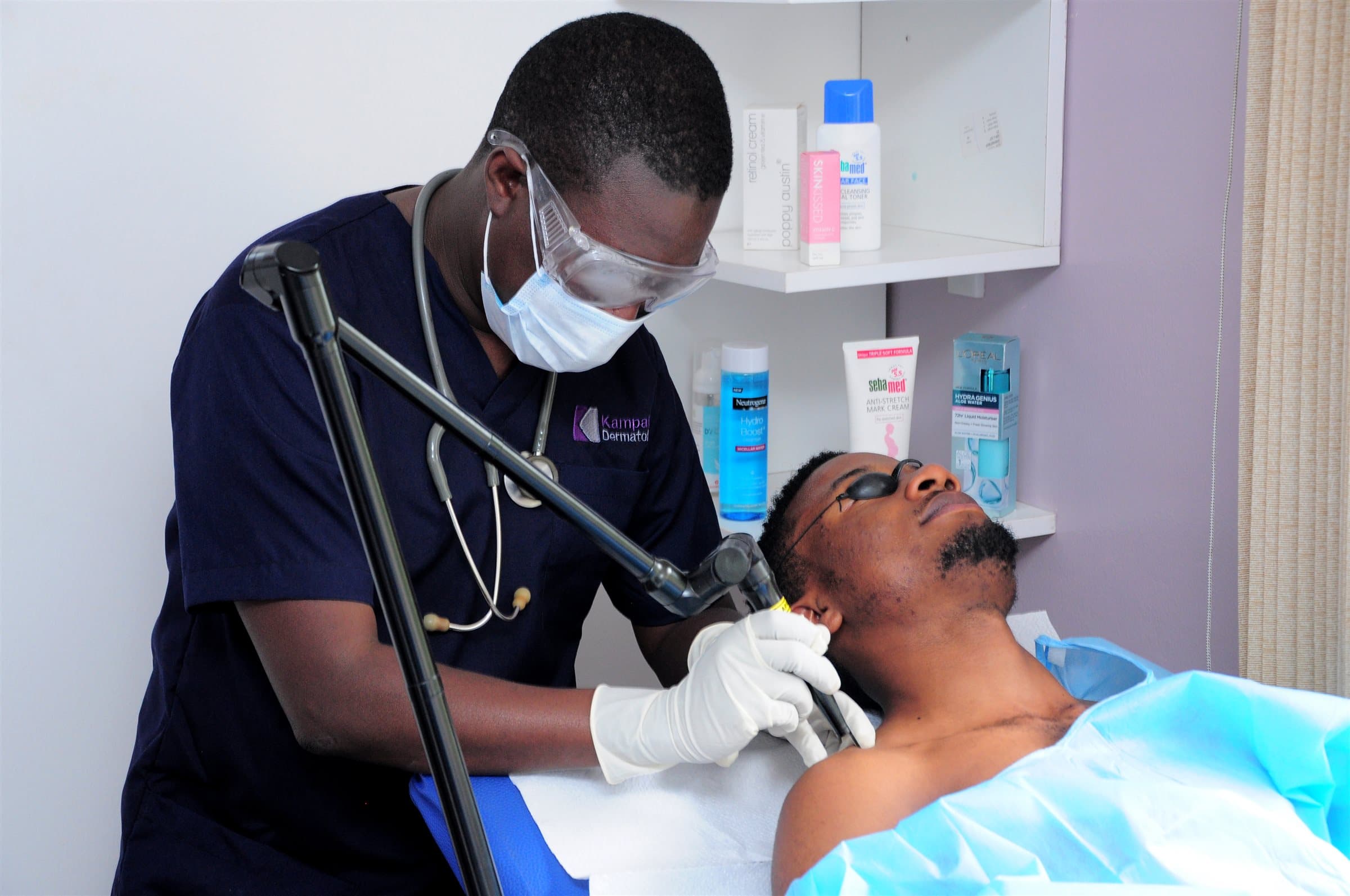 Precision skin surgery in progress at Kampala Dermatology